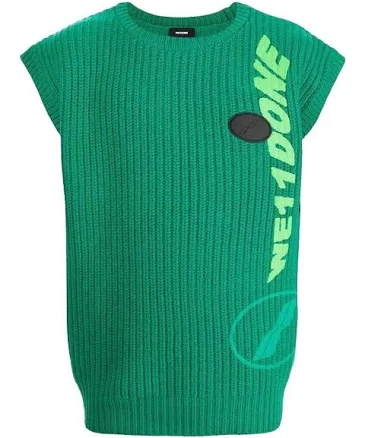 We11done Men's Ribbed Logo-knit Vest