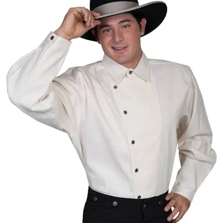 Men's 1800's Natural Asymmetric Western Bib Shirt, S