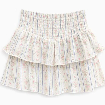 KatieJ NYC Tween Brooke Smocked Waist Ruffle Skirt