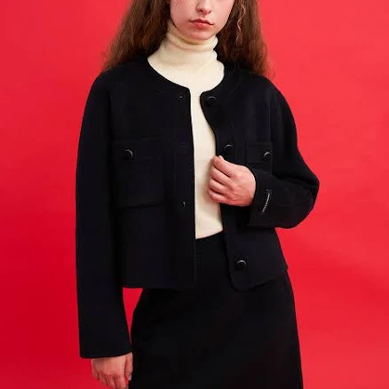 OLIVE DES OLIVE [SAMPLE SALE] Round Neck Pocket Handmade Cropped Jacket_2 Color by W Concept