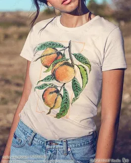 Cottagecore Peach Drawing T-Shirt