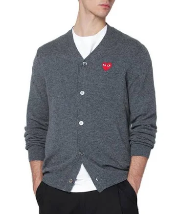 Play Comme Des Garcon Heart-Patch Cardigan