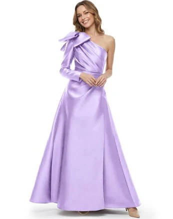 Chicsew One Shoulder Bow Satin Evening Gown