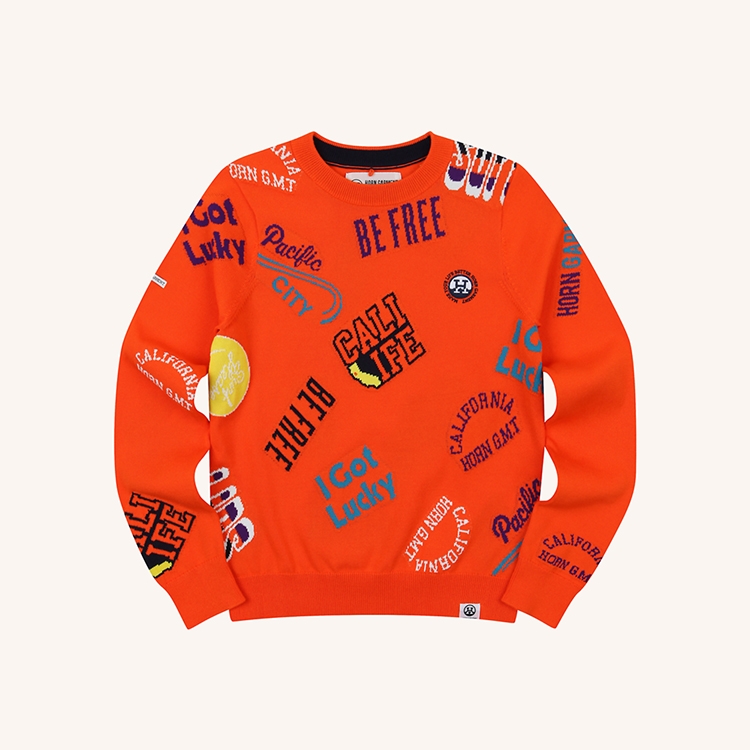 W Jacquard Round Neck Knit