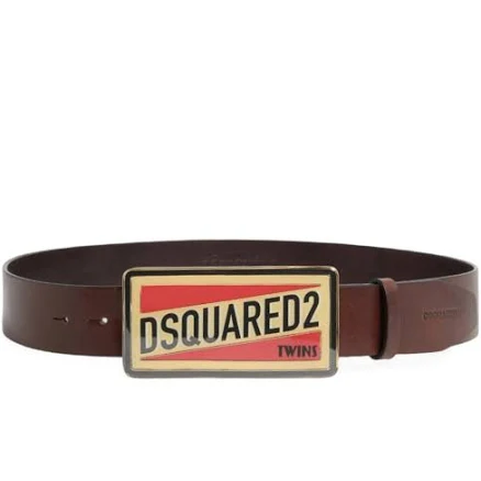 DSQUARED2 - logo plaque belt - men - Calf Leather/Brass/Zamak/Iron - 100 - Brown
