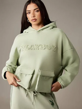 MISSGUIDED Cotton Oversized Washed Cargo Hoodie With Drawstring And Front Pockets For Casual Streetwear