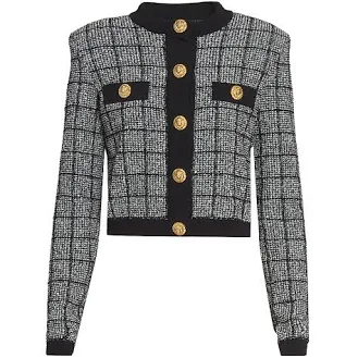 Balmain Women's Metallic Tweed Cardigan