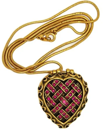 Vintage Schiaparelli Perfume Heart Pendant Chain Necklace Set