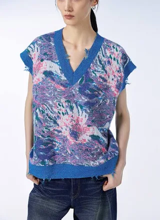 JNBY Peony Jacquard V-Neck Vest
