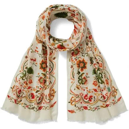 14K Gold Mexican Medallion Embroidered Oblong Scarf