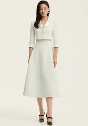 Tweed Crop Jacket Flare Dress