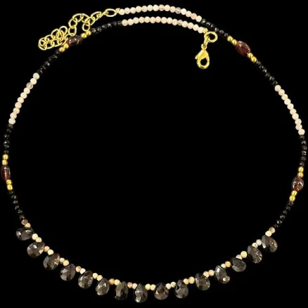 MK Semi Precious Stone Chokers-Colors Black Onyx