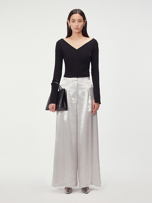RECTO. Metallic Wide Leg Pants