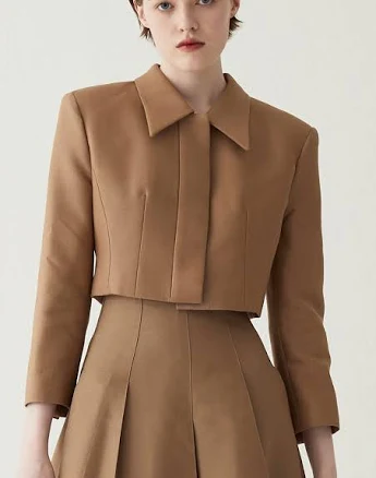 W Concept HAGAHI Cropped Silk Wool Jacket
