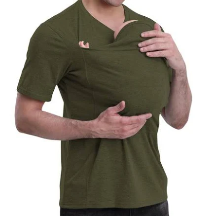 Ankishi Jowamay Kangaroo Dad Shirt V Neck Casual Comfort T Shirt with Kangaroo Pouch Slim Fit Summer Tops for Shopping Men's