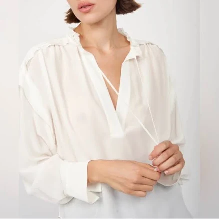Joie Long Sleeve Ruffled Blouse