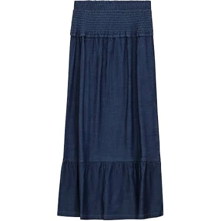 Denim Smoked Yoke Skirt