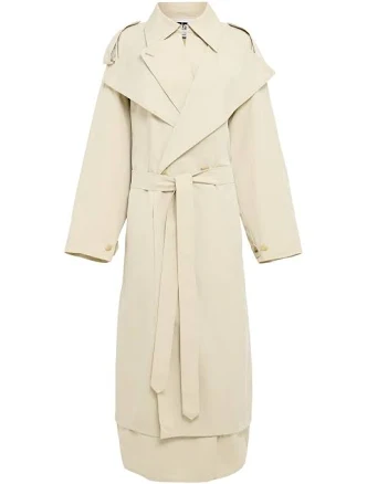 EENK Women's Belted Cotton Blend Long Coat