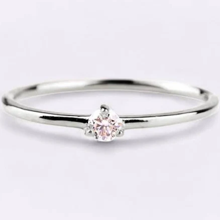 925 Sterling Silver Tiny Diamond Ring