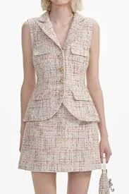Pastel Boucle Tailored Mini Dress - S