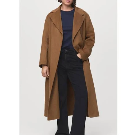 MANGO Women's Wool Blend Belted Coat