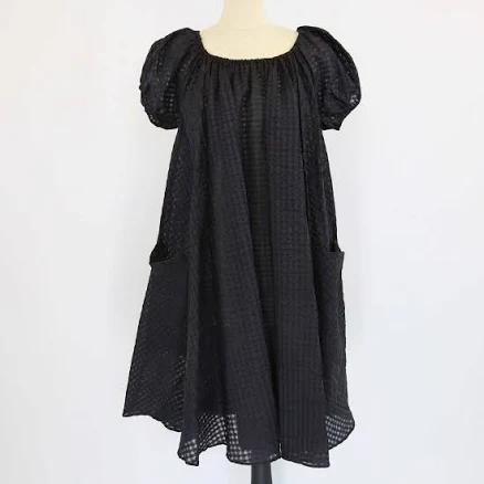 Hermes Black Checkered Short Sleeve Mini Dress