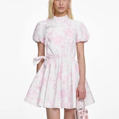 Self Portrait Floral Cotton Drape Mini Dress
