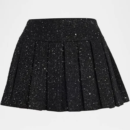 Alice + Olivia Emilie Pleated Tweed Mini Skort