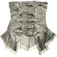 Buckle Belt Denim Corset Top Green