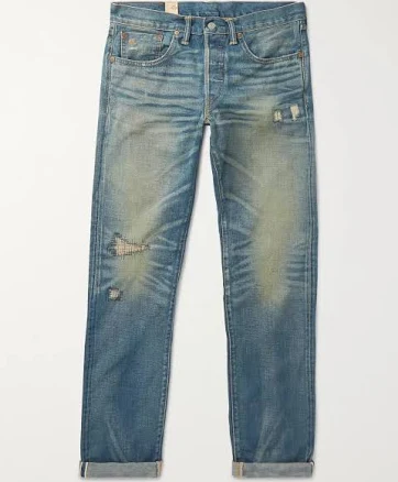 Ralph Lauren Men's Ridgway Slim-Fit Distressed Selvedge Denim Jeans