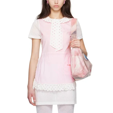 I'm Sorry by Petra Collins SSENSE Exclusive Pink & White JennyFax Edition Apron Minidress