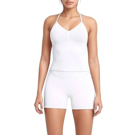 Anna-Kaci Women's Seamless Halter Neck Top and Fitted Shorts