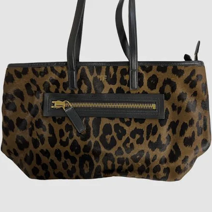 Tom Ford Women's Medium Leopard-Print Zip Tote Bag