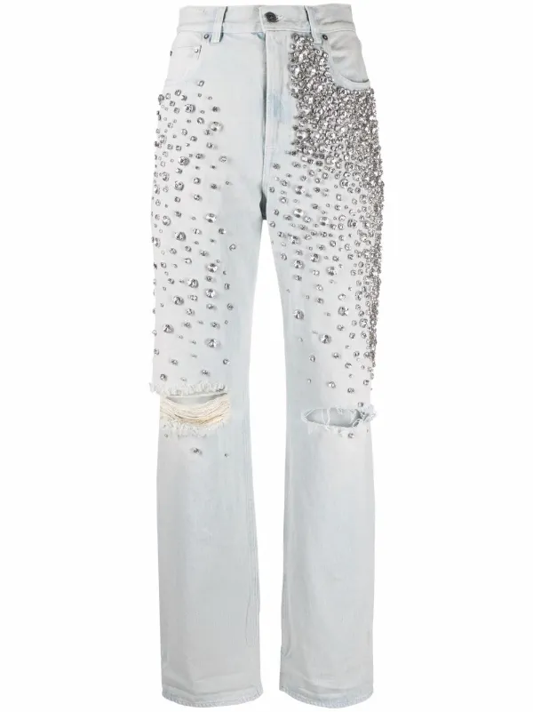 Cabochon-crystal Bleached Jeans