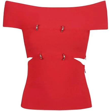 Alexander McQueen Cut-Out Off-Shoulder Stretched Top - S