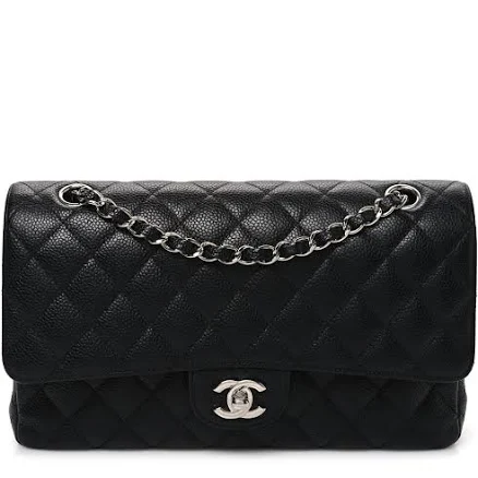 CHANEL Quilted Caviar Classic Double Flap Shoulder Bag