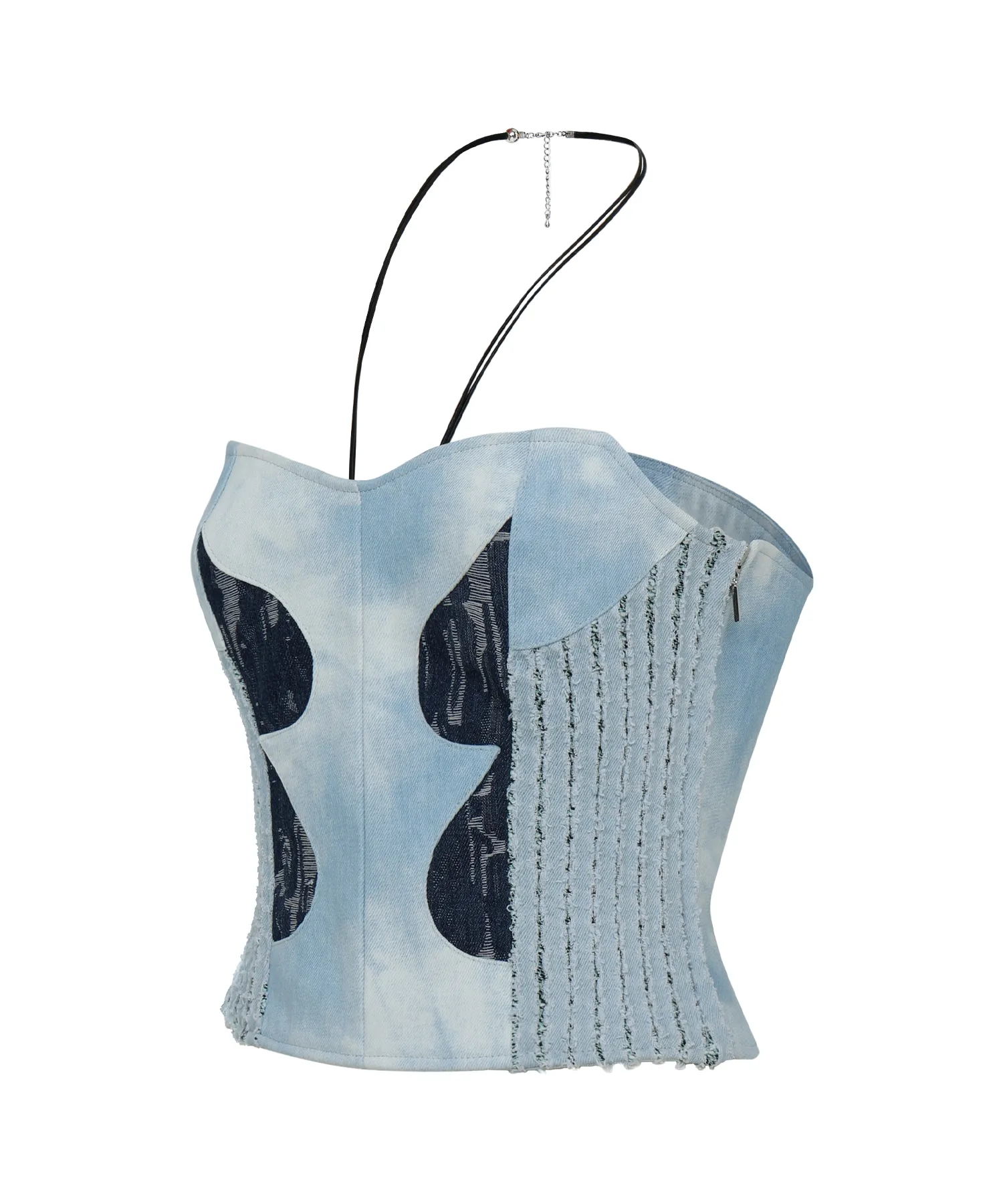 Denim Corset Tube Top_Light Blue