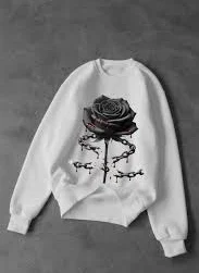 Gothic Black Rose Sweatshirt – Dark Chains & Blood Rose Pullover, Gothic Streetwear, Unique Dark Fashion Gift