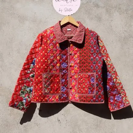 Handcrafted Boho Floral Quilted Patchwork Jacket
