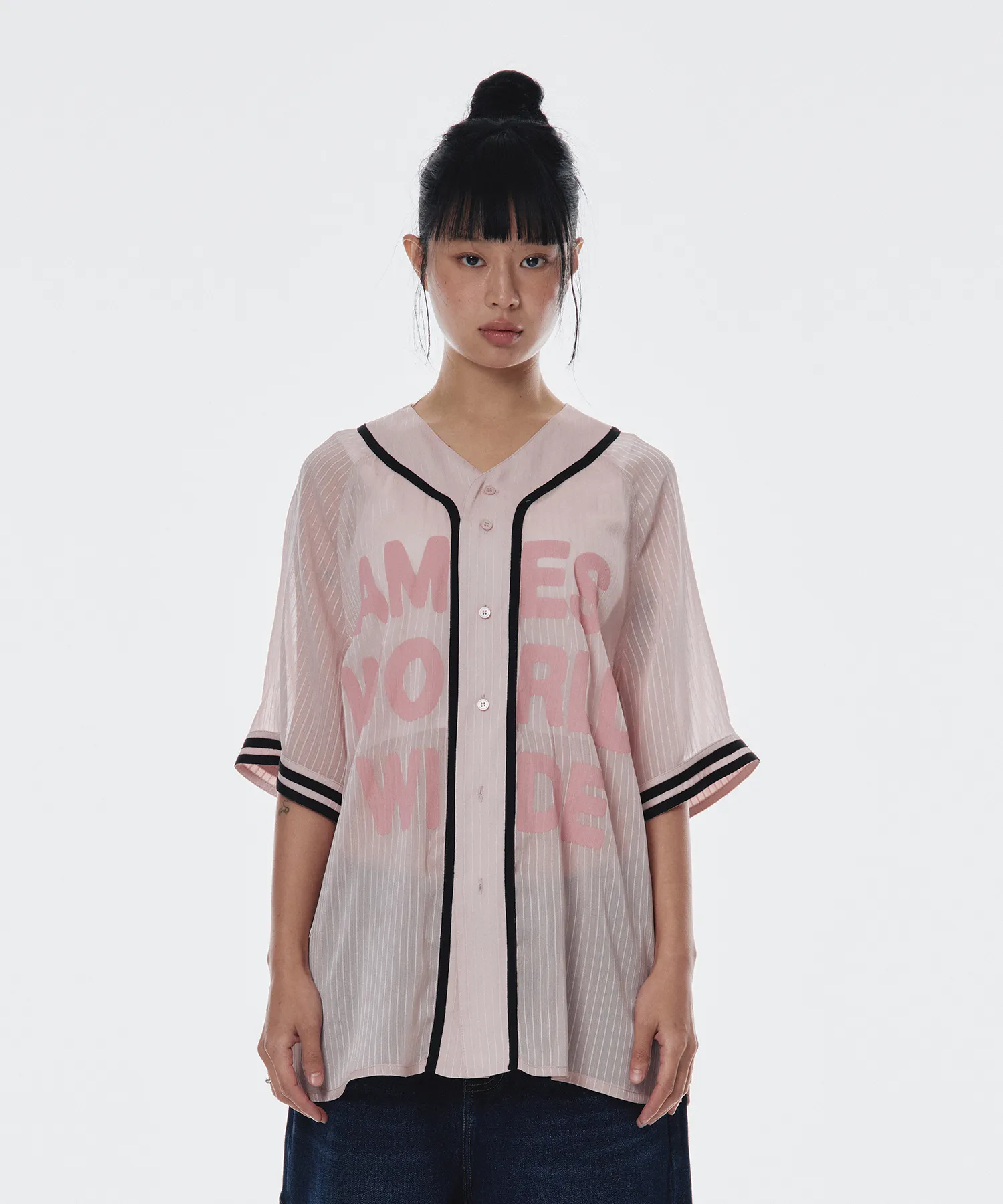 Mesh Baseball Jacket Pink