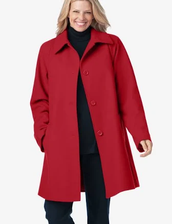 Woman Within Plus Size Wool-Blend A-Line Coat