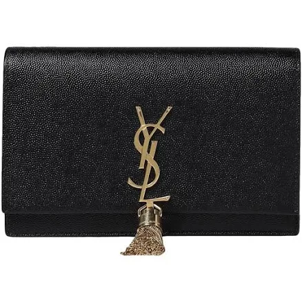 Women's Saint Laurent Kate Ysl Grained Calfskin Wallet on Chain