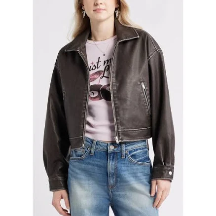 BP. Washed Faux Leather Jacket