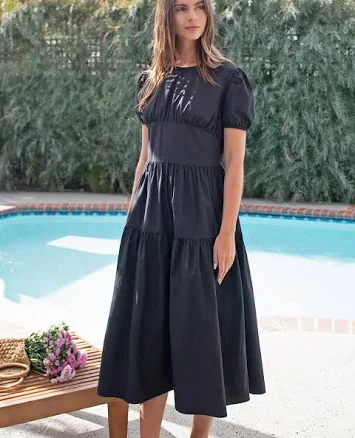 Lang&lu Sugar Puff Sleeve Dress