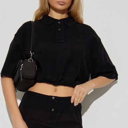 Alexander Wang Women's Cropped Striped Piqué Polo