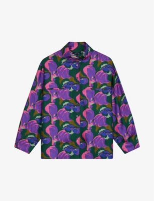 SOEUR - Violon graphic-print high-neck silk shirt