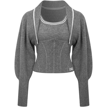 Striped Knit Shawl Cardigan Set