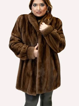 Mink Fur Jacket with Shawl Collar and Bracelet Cuffs