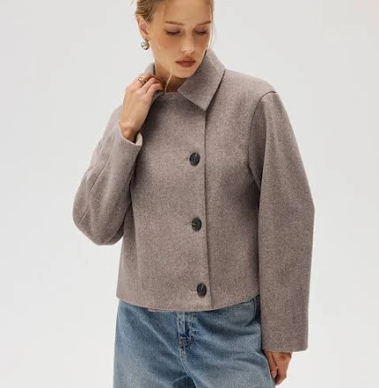 Wool Blend Collared Coat