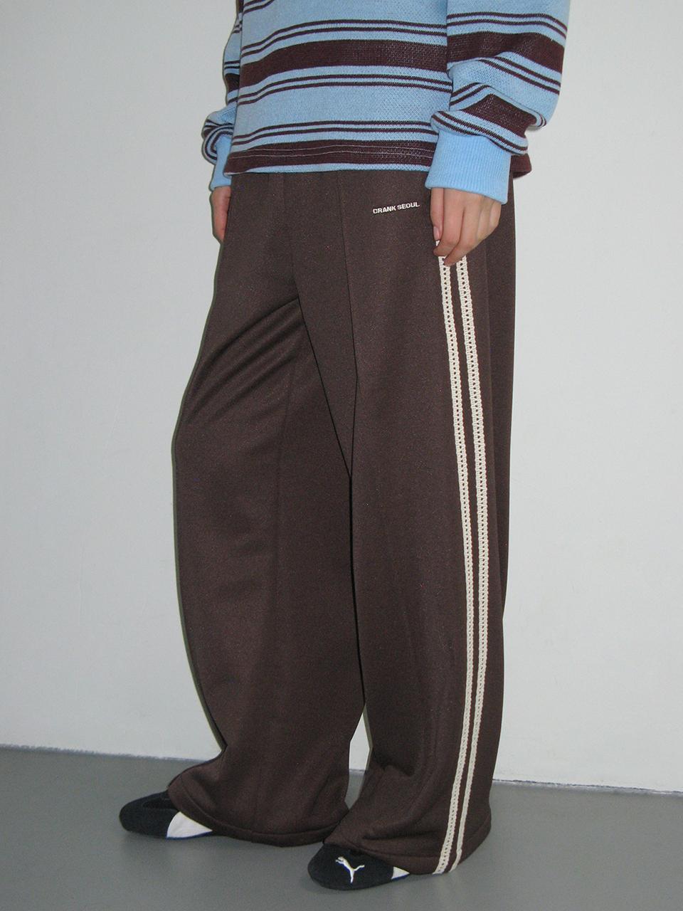 LACE LINE TRACK PANTS_BROWN